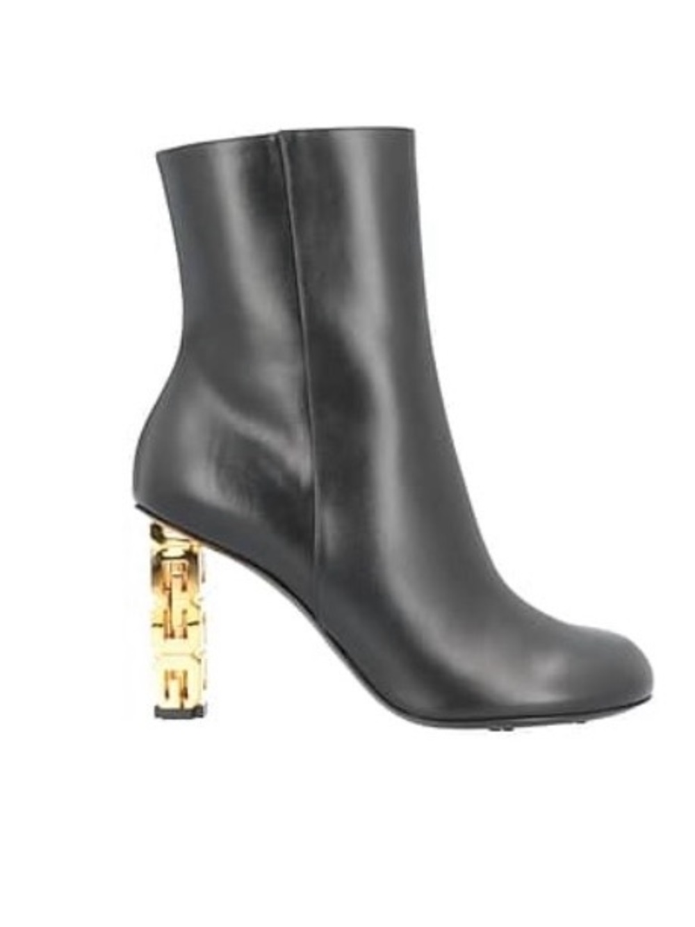 Givenchy Black Leather Ankle Boot with Gold Chain-Link Heel